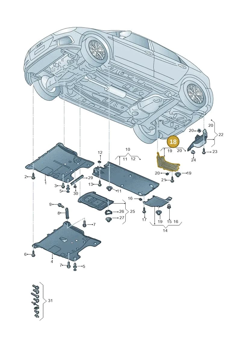 82A825205A — Audi A1 Sportback (2018-2025) diagram 592825000, position 18