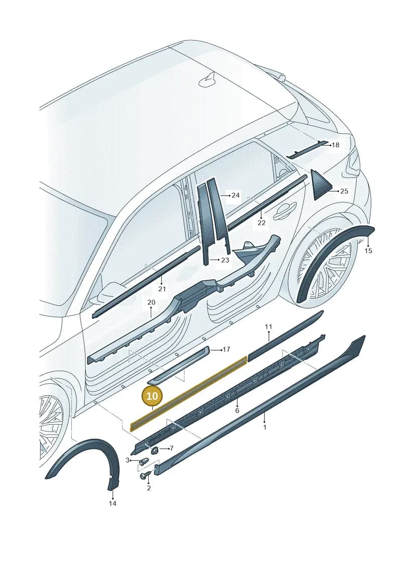 82A853959X7L — Audi A1 Sportback (2018-2025) diagram 592853100, position 10