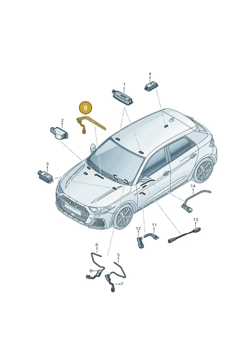 82A947169 — Audi A1 Sportback (2018-2025) diagram 592947100, position 9