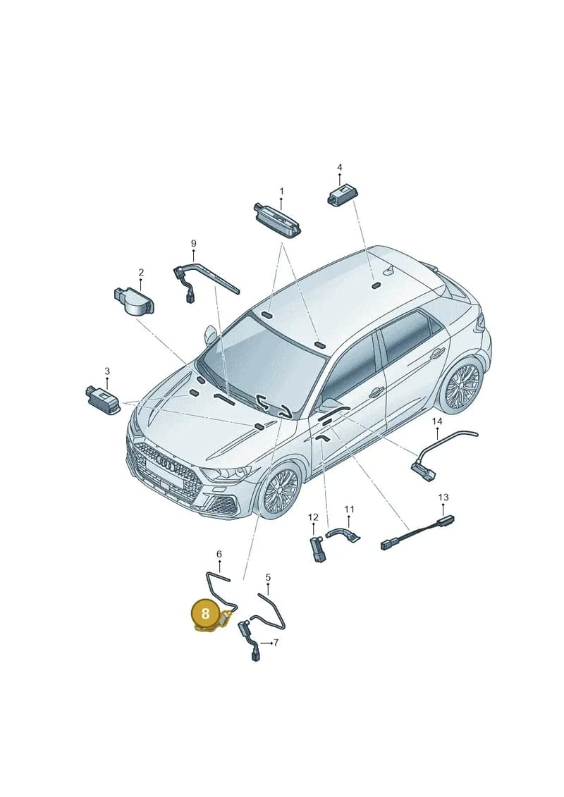82A947356J — Audi A1 Sportback (2018-2025) diagram 592947100, position 8