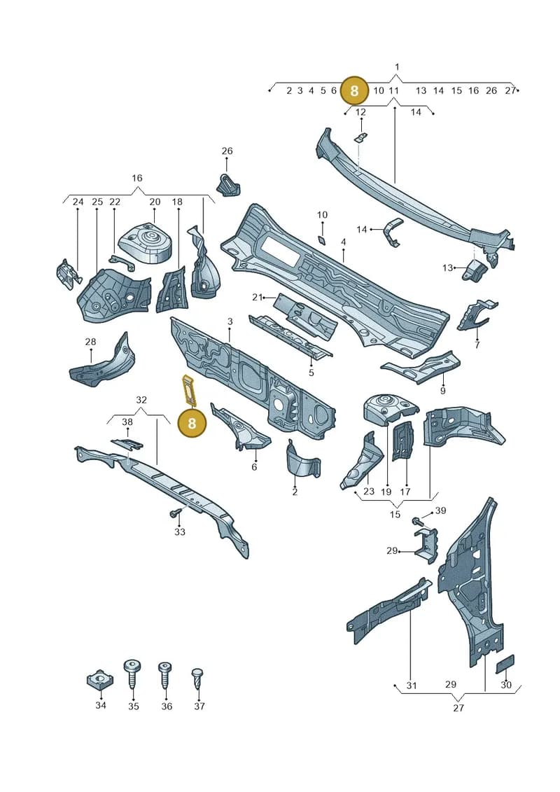 83A805495A — Audi RS Q3 Sportback (2019-2024) diagram 597805050, position 8