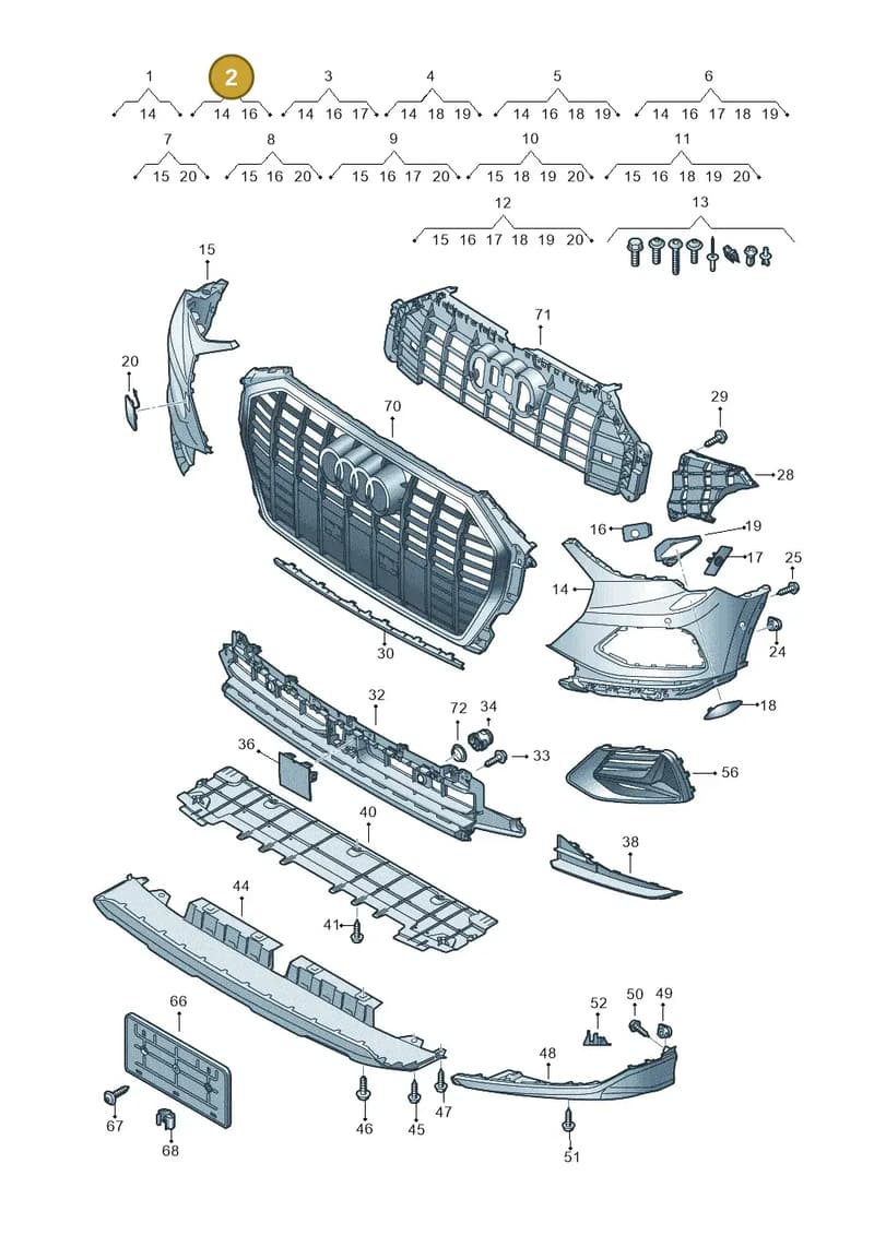 83A807107AGRU — Audi Q3 (2018-2025) diagram 597807200, position 2