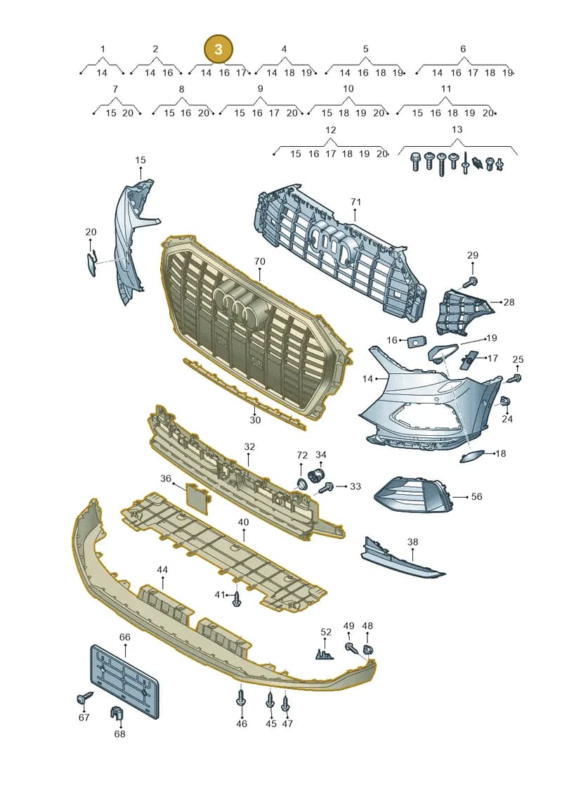 83A807107BGRU — Audi Q3 (2018-2025) diagram 597807100, position 3
