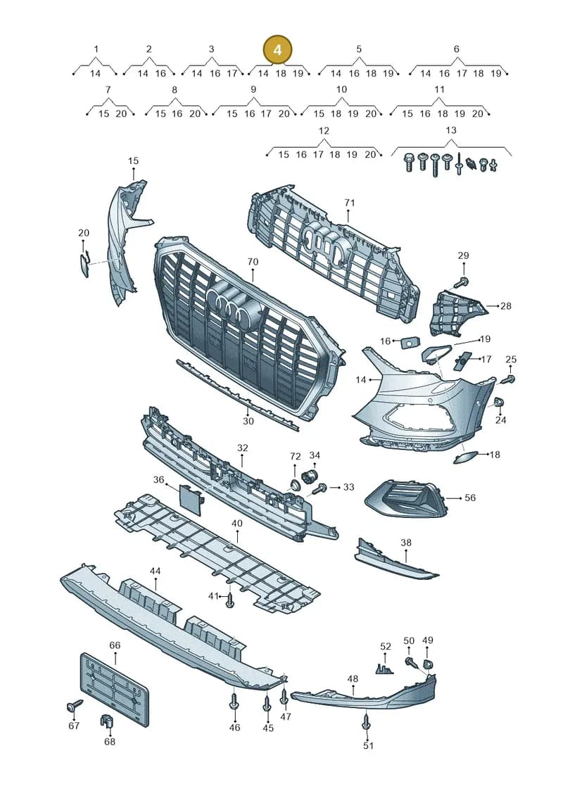 83A807107CGRU — Audi Q3 (2018-2025) diagram 597807200, position 4
