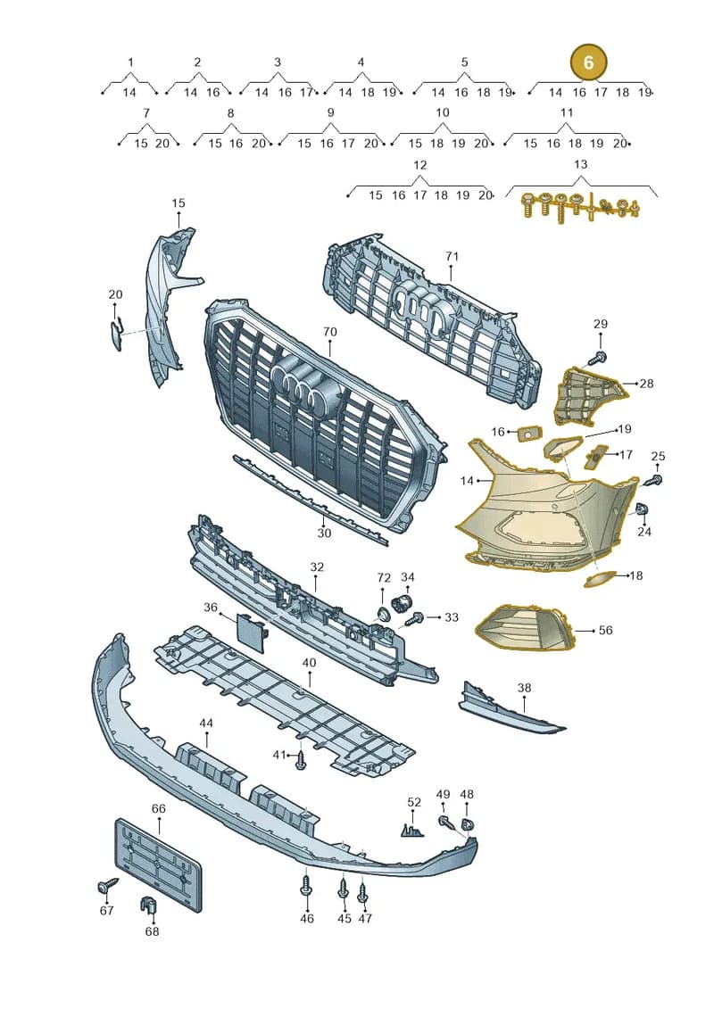 83A807107EGRU — Audi Q3 (2018-2025) diagram 597807100, position 6