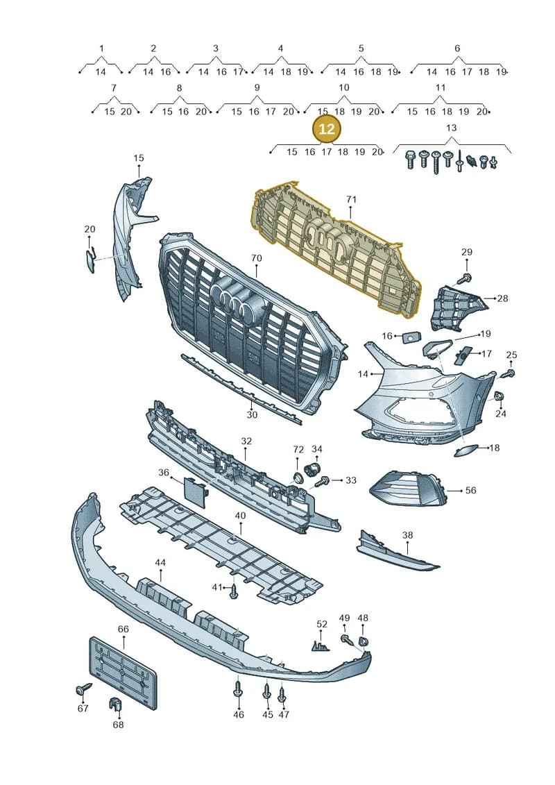 83A807108EGRU — Audi Q3 (2018-2025) diagram 597807100, position 12