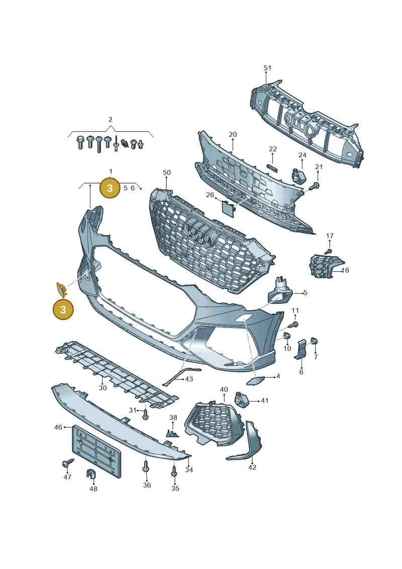 83A807241BGRU — Audi RS Q3 Sportback (2019-2024) diagram f3z807100, position 3