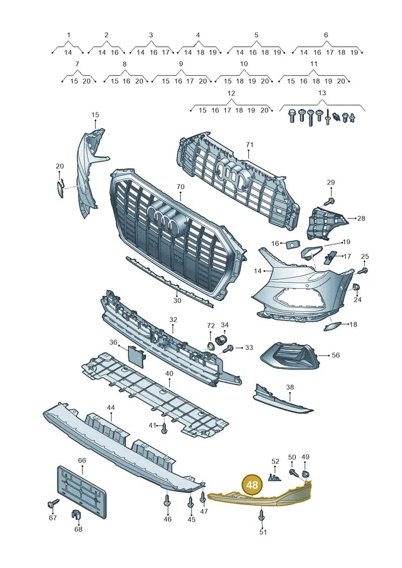 83A807547GRU — Audi Q3 (2018-2025) diagram 597807200, position 48