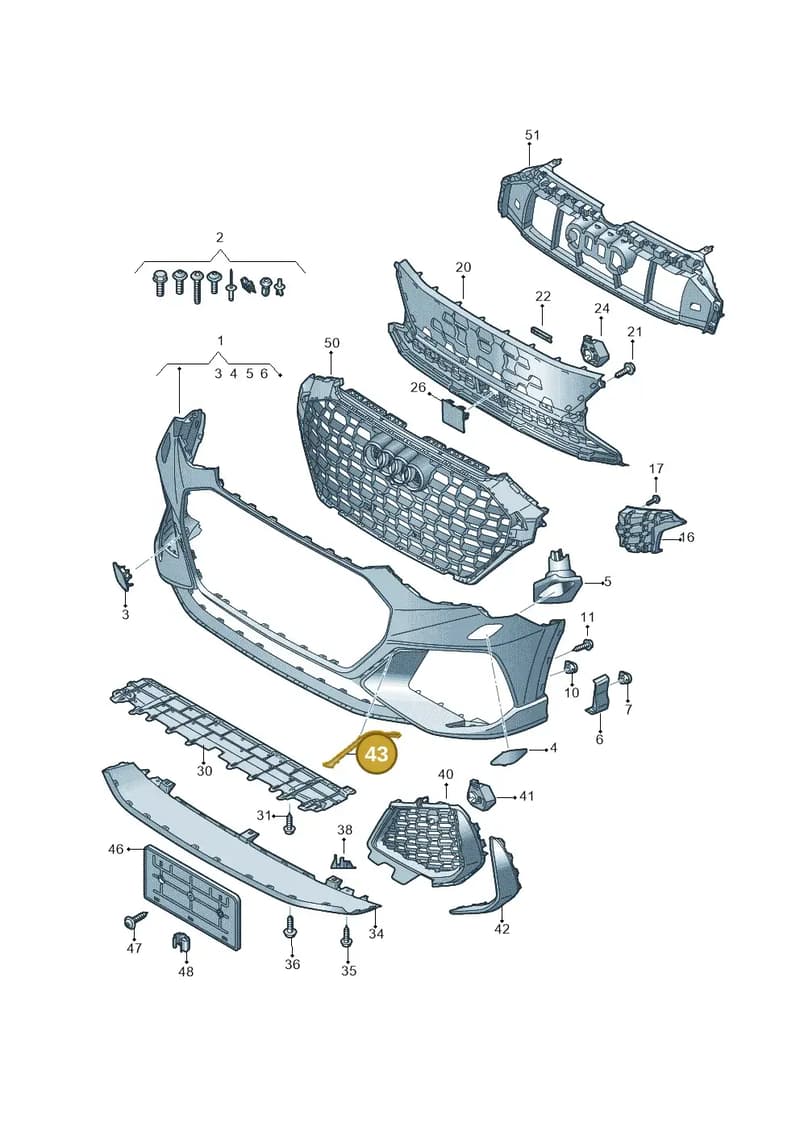 83A807967 — Audi RS Q3 Sportback (2019-2024) diagram f3z807100, position 43