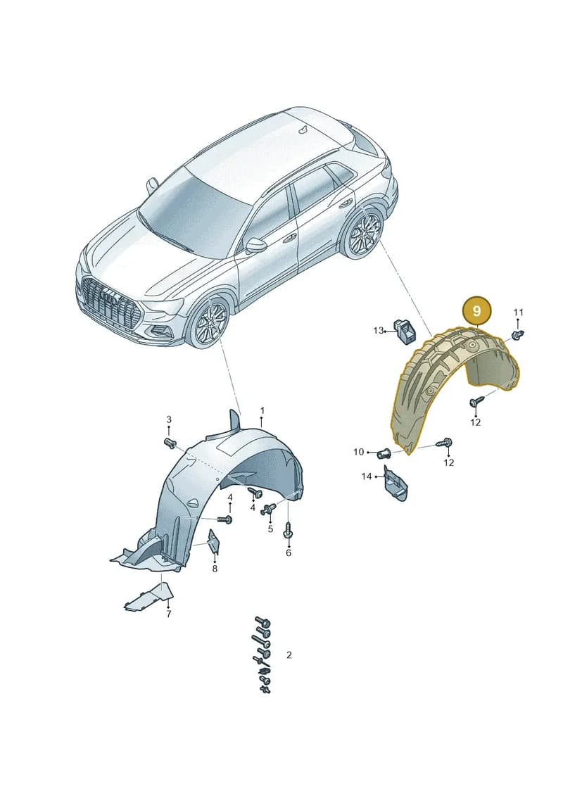 83A810172E — Audi Q3 (2018-2025) diagram 597821050, position 9