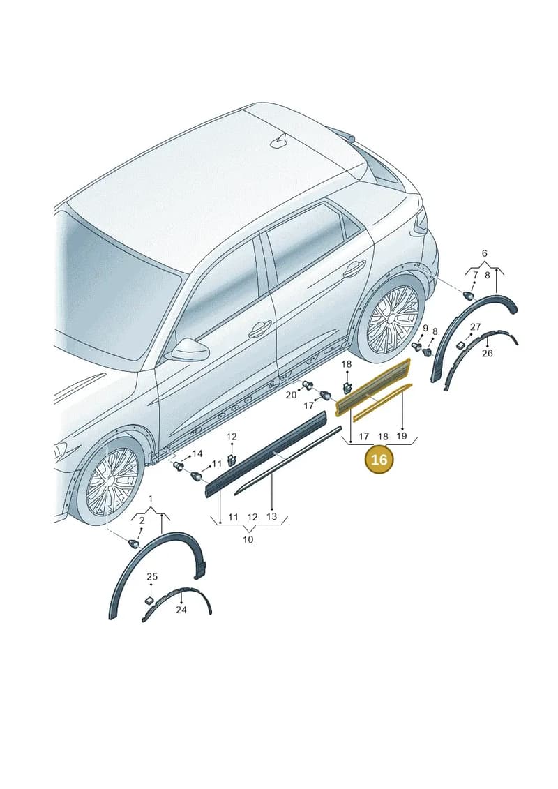 83A853970BGRU — Audi Q3 (2018-2025) diagram 597853100, position 16