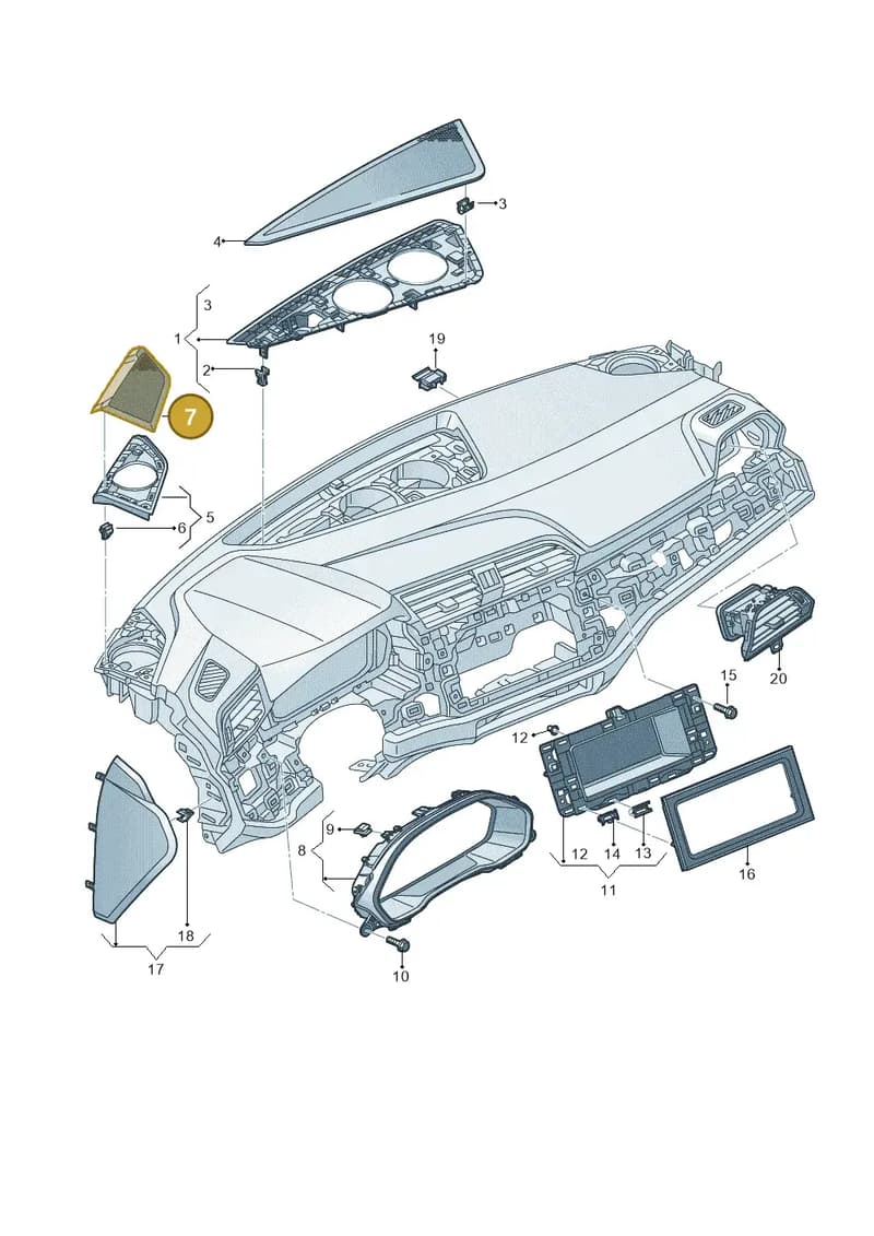 83A857227A6PS — Audi RS Q3 Sportback (2019-2024) diagram 597857150, position 7
