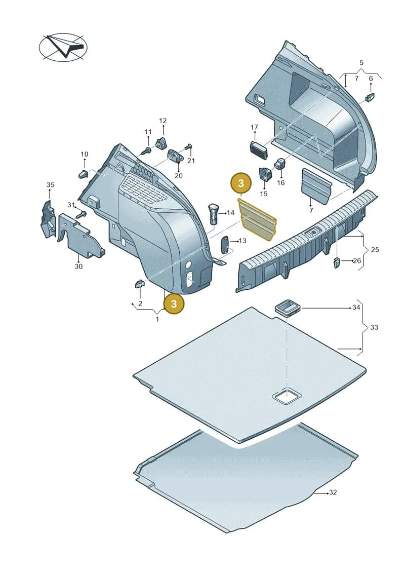 83A867461FIK — Audi RS Q3 Sportback (2019-2024) diagram 597863800, position 3