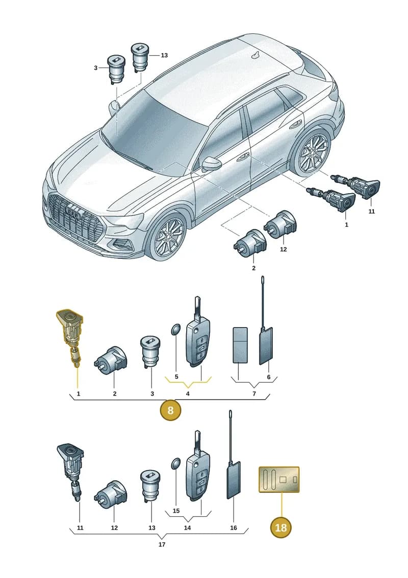 89A035791 — Audi RS Q3 Sportback (2019-2024) diagram f3z837010, position 8+18