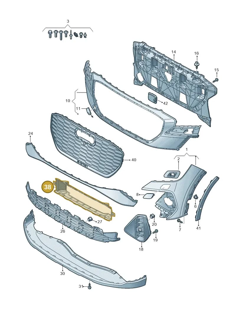 89A121283A — Audi Q4 Sportback (2021-2025) diagram 89a807100, position 38