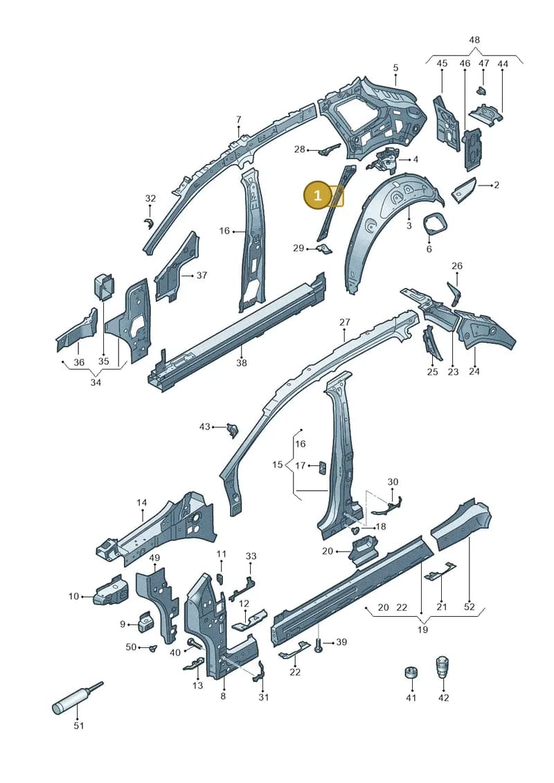 89A810422A — Audi Q4 Sportback (2021-2025) diagram 89a809000, position 1