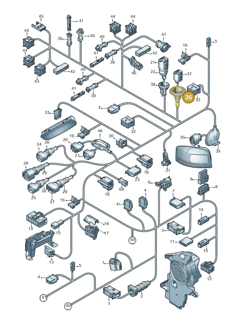 8A0971908 — Audi A3 Sportback (2008-2013) diagram 646971830, position 36