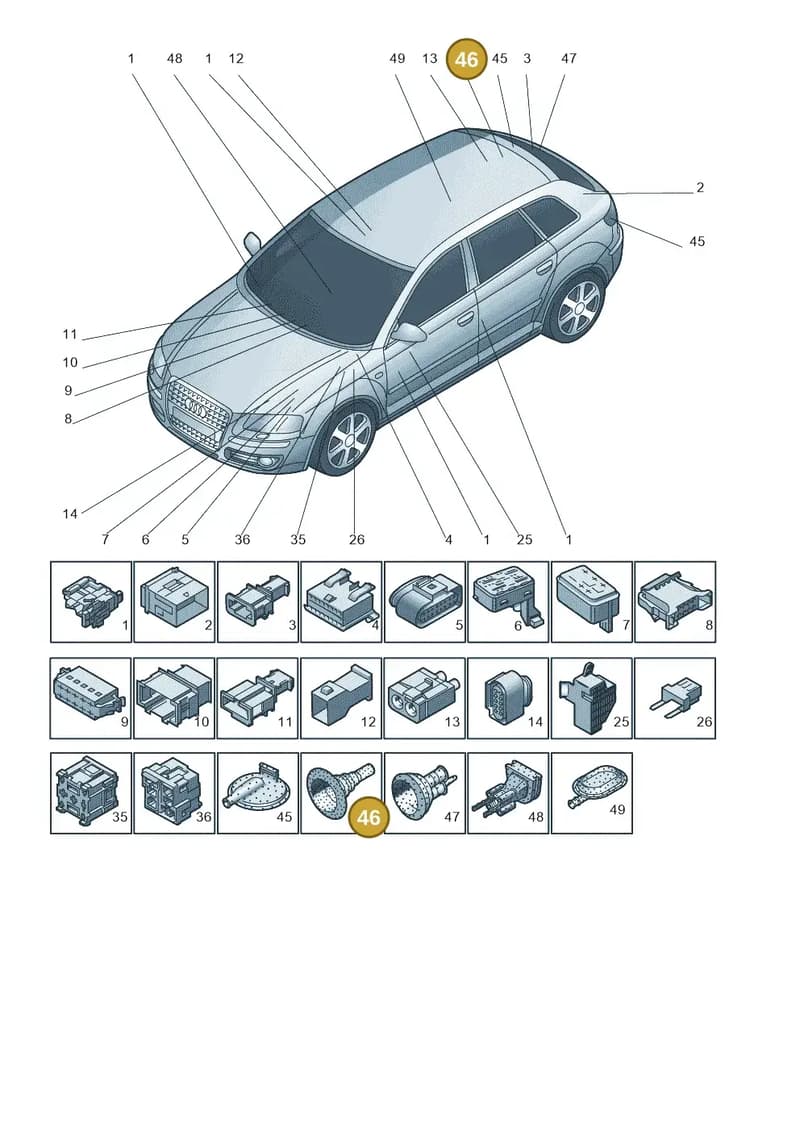 8A0971908 — Audi RS3 Sportback (2011-2012) diagram 720971790, position 46