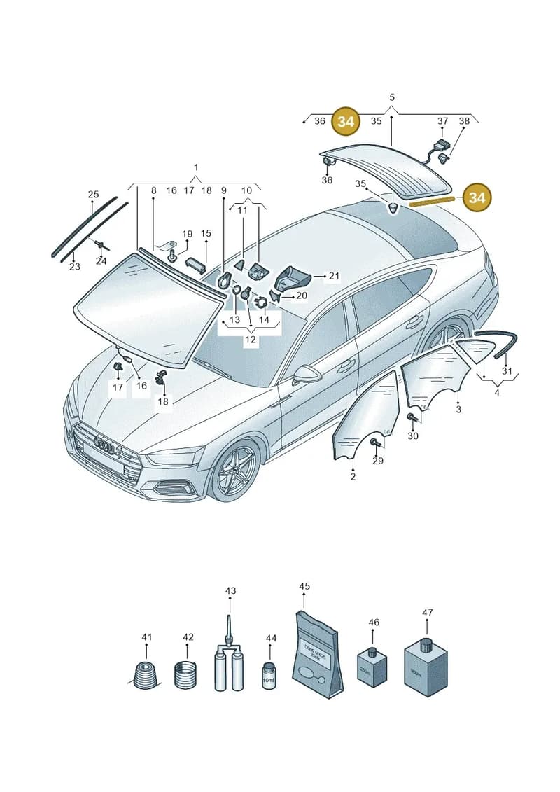 8A5845515 — Audi RS5 Sportback (2017-2025) diagram 897845110, position 34