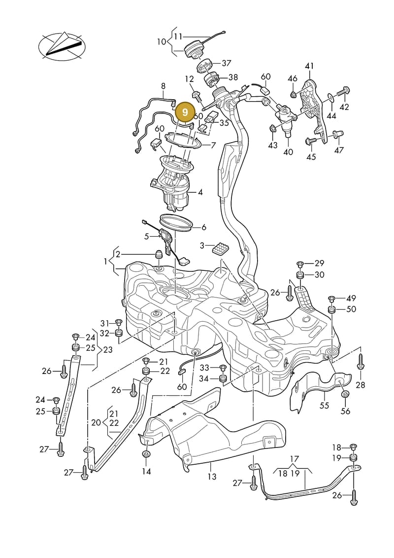 8B3201227 — Audi A5 Limousine (2024-2025) diagram 8wh201000, position 9