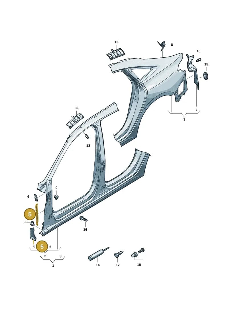 8B3809075A — Audi A5 Limousine (2024-2025) diagram 8wh809050, position 5