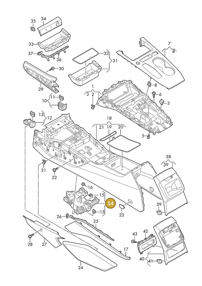 8B3863531 — Audi A5 Limousine (2024-2025) diagram 8wk863500, position 14