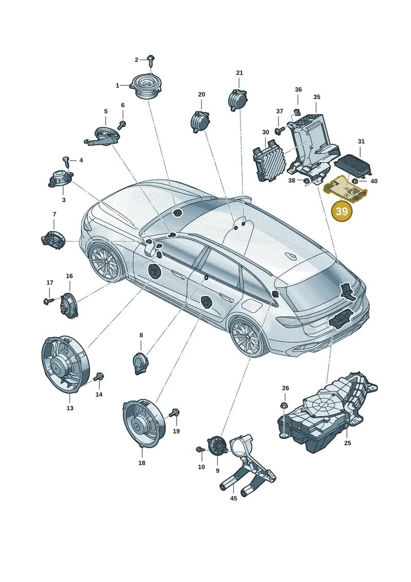 8B3907456A — Audi A5 Limousine (2024-2025) diagram 8wh035350, position 39