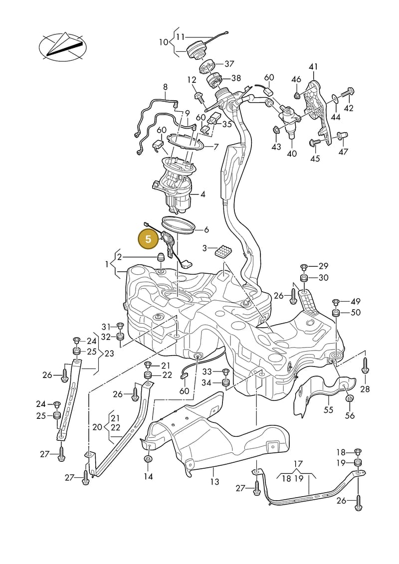 8B3919047 — Audi A5 Limousine (2024-2025) diagram 8wh201000, position 5