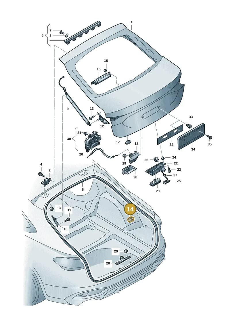 8B98272399B9 — Audi A5 Limousine (2024-2025) diagram 8wh827000, position 14