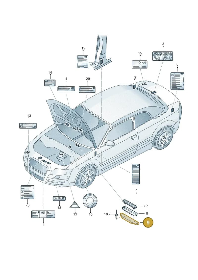 8E0000302A — Audi RS4 Cabrio qu.    08> (2007-) diagram 492010050, position 9