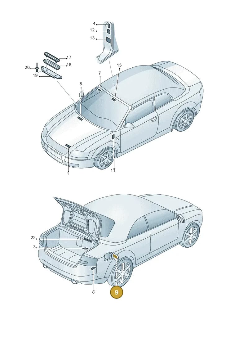 8E0010184T — Audi A4/S4 Cabrio./qu. (2002-2006) diagram 273010100, position 9