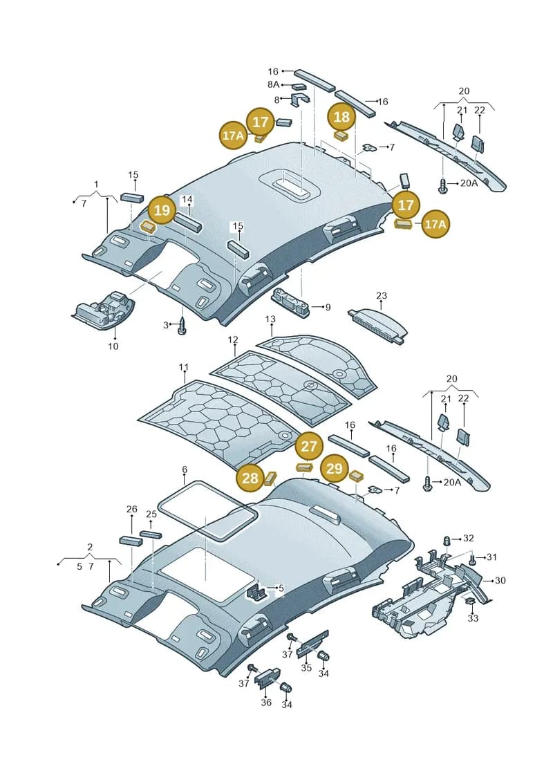 8E5868737 — Audi A6 2.7 TDI (2008-2011) diagram 448867550, position 17+17A+18+19+27+28+29