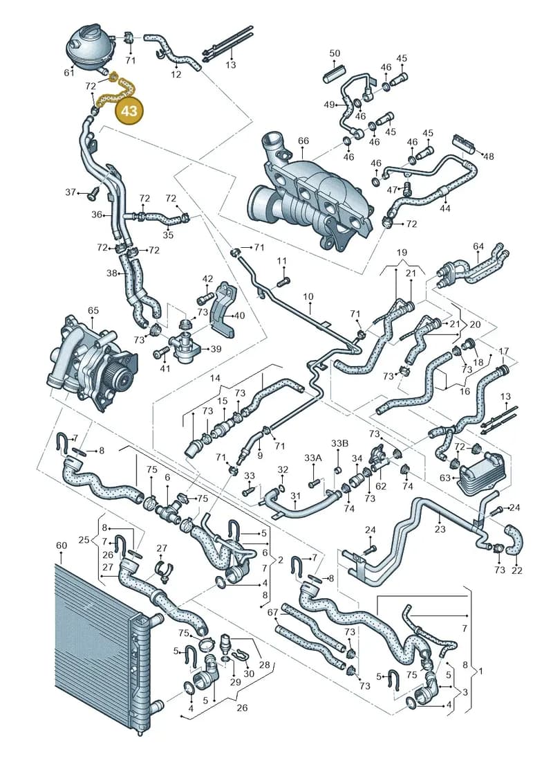 8J0121109E — Audi TTS Coupe 2.0 (2010-2014) diagram 412121640, position 43