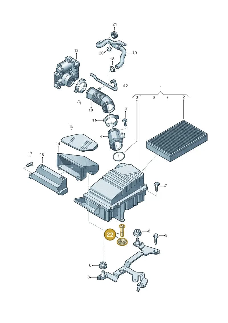 8J0129669B — Audi A3 Sportback (2008-2013) diagram 412133800, position 22