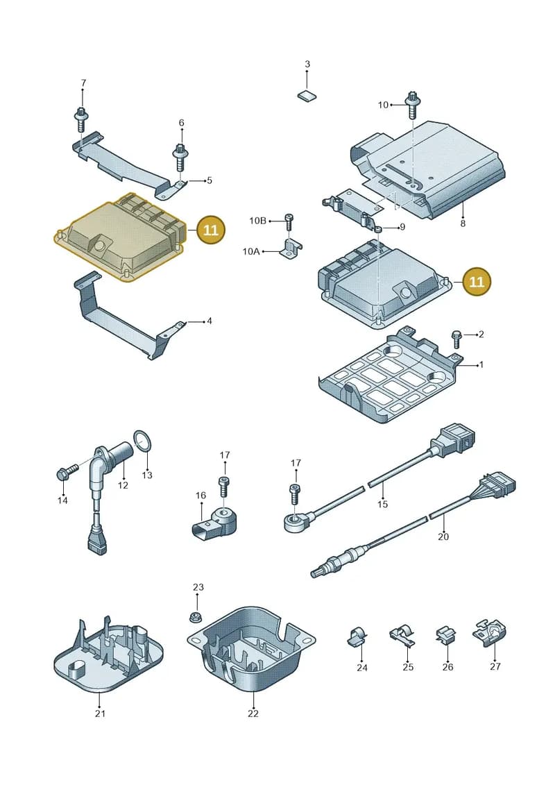 8J0907115K — Audi TT Coupe/Roadster 08> (2007-) diagram 609906000, position 11