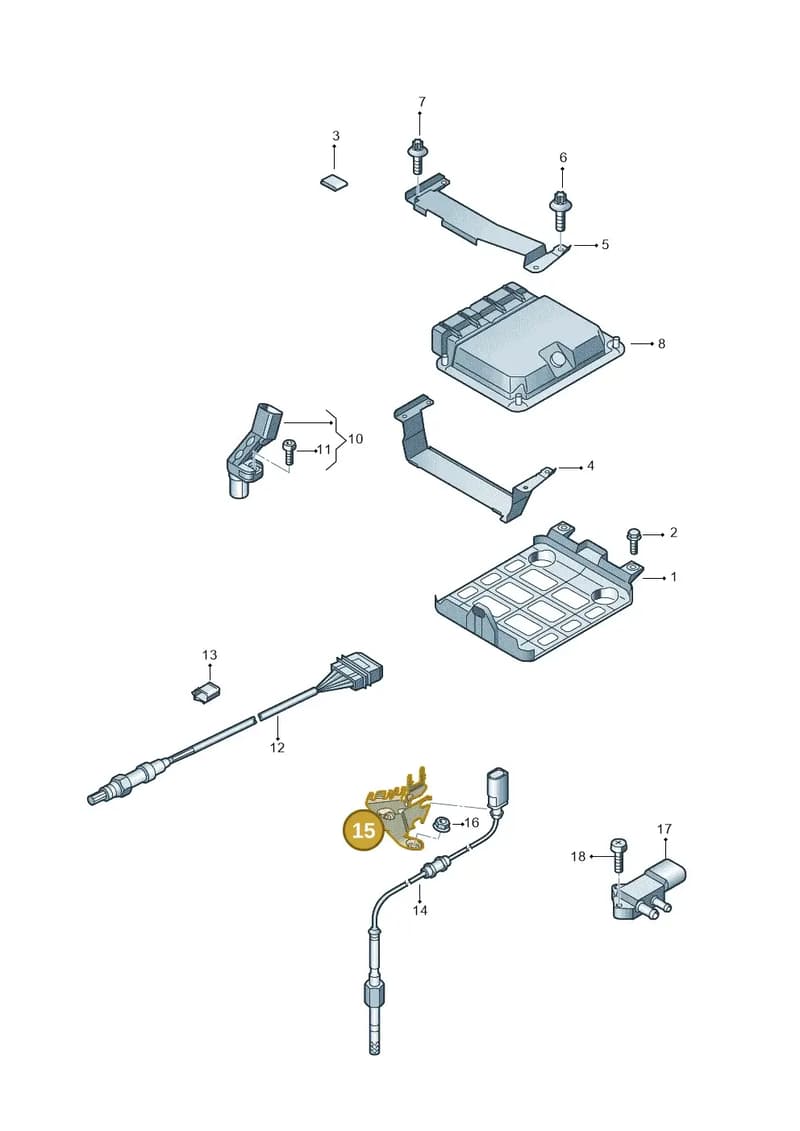 8J0971497A — Audi TTS Coupe 2.0 (2010-2014) diagram 707906100, position 15