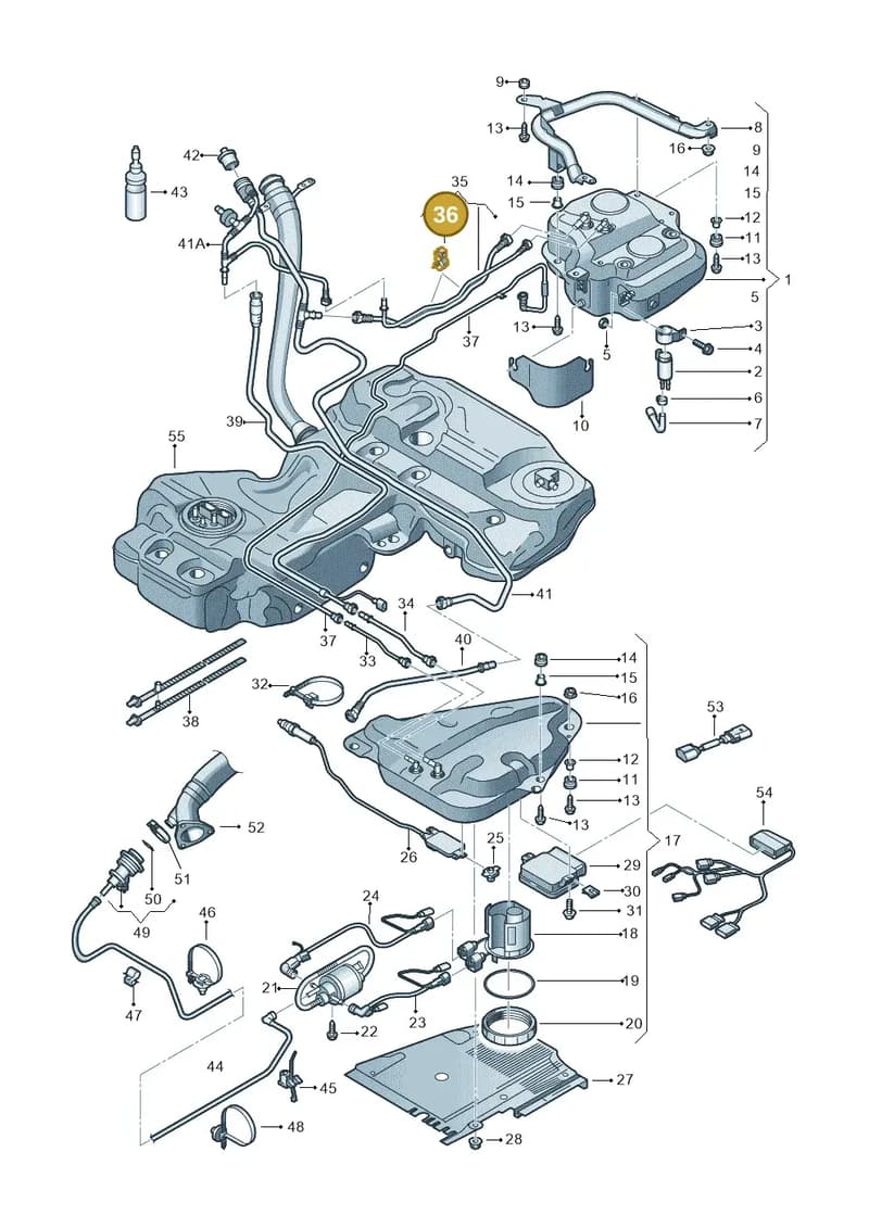 8K0131213 — Audi A5 Sportback (2011-2017) diagram 636201150, position 36