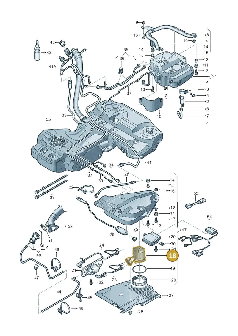8K0131907E — Audi A5 Sportback (2011-2017) diagram 636201150, position 18