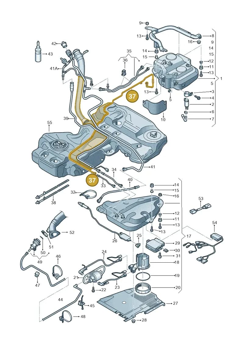 8K0131983D — Audi A5 Sportback (2011-2017) diagram 636201150, position 37