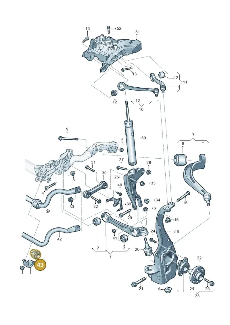 8K0411327C — Audi A6 (2018-2025) diagram 897407000, position 43
