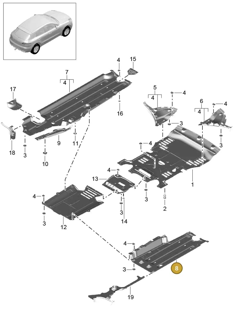 8K0804160P — Porsche Macan (2013-2018) diagram p44801070, position 8
