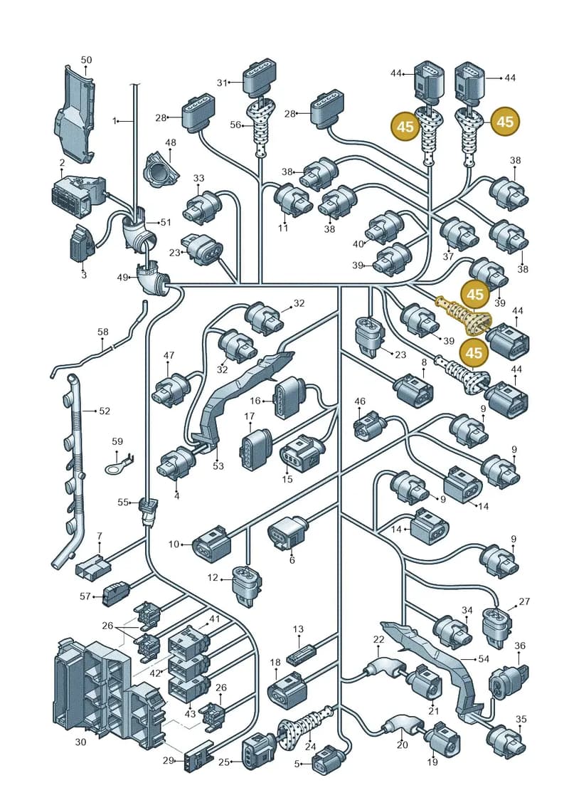 8K0971921H — Audi A8L qu. 3.0 TDI (2009-2014) diagram 696971780, position 45