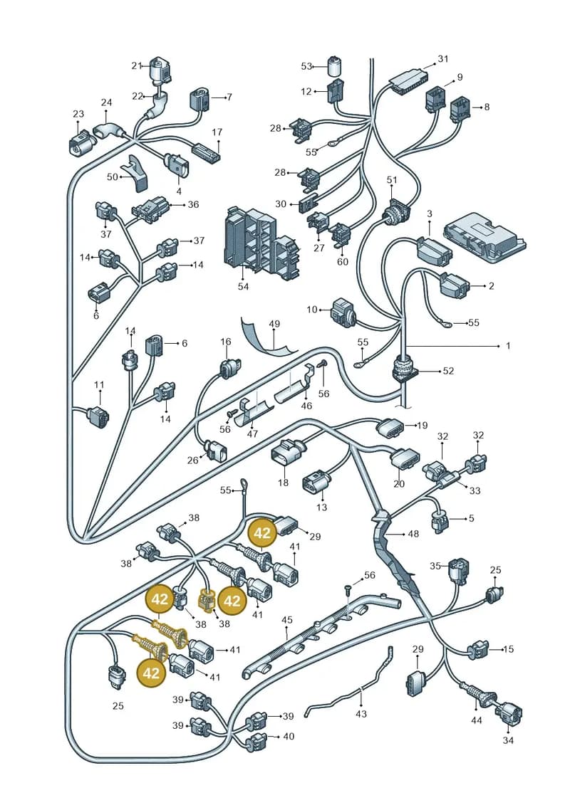 8K0971921H — Audi A7 Sportback (2010-2015) diagram 711971770, position 42