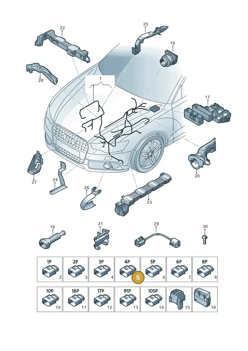 8K0971921H — Audi A7 Sportback (2014-2018) diagram 758971650, position 5