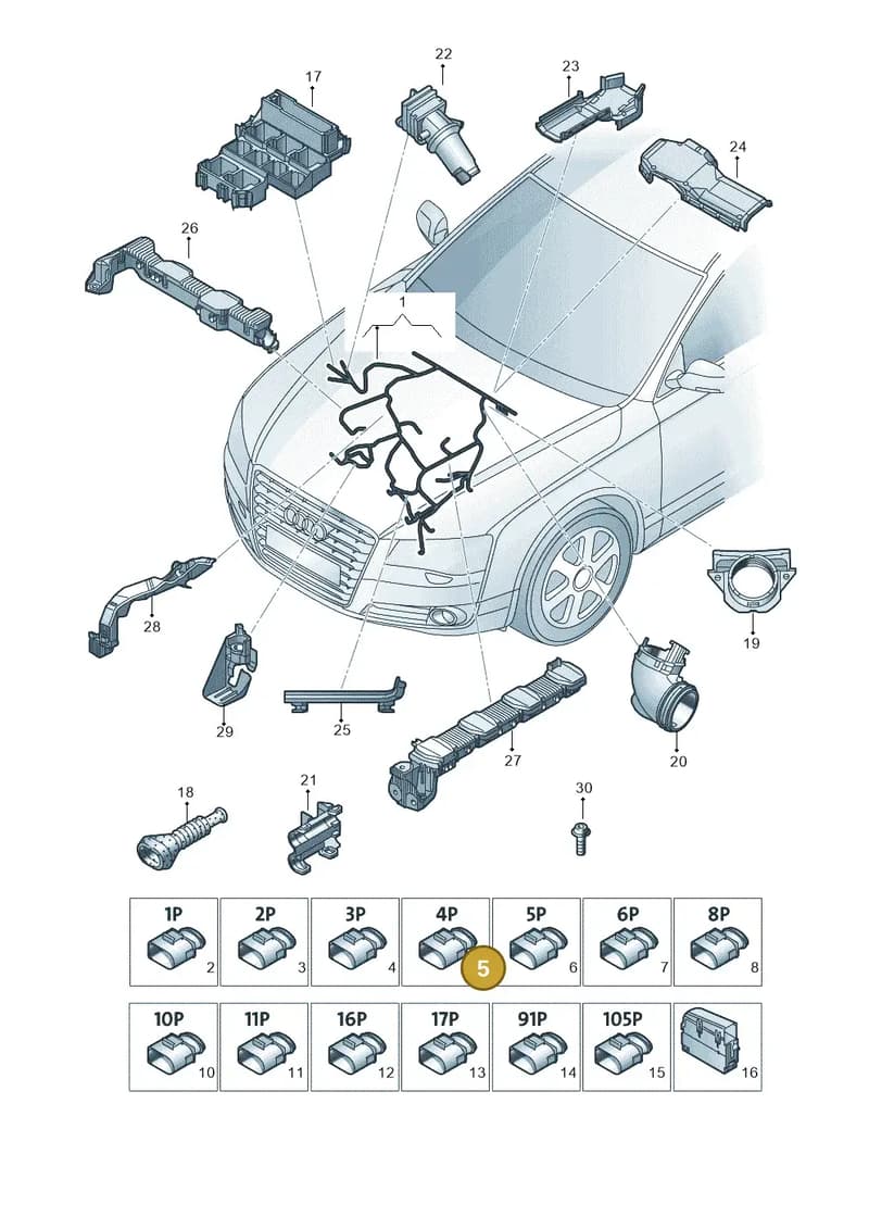 8K0971921H — Audi A8 (2013-2018) diagram 771971400, position 5