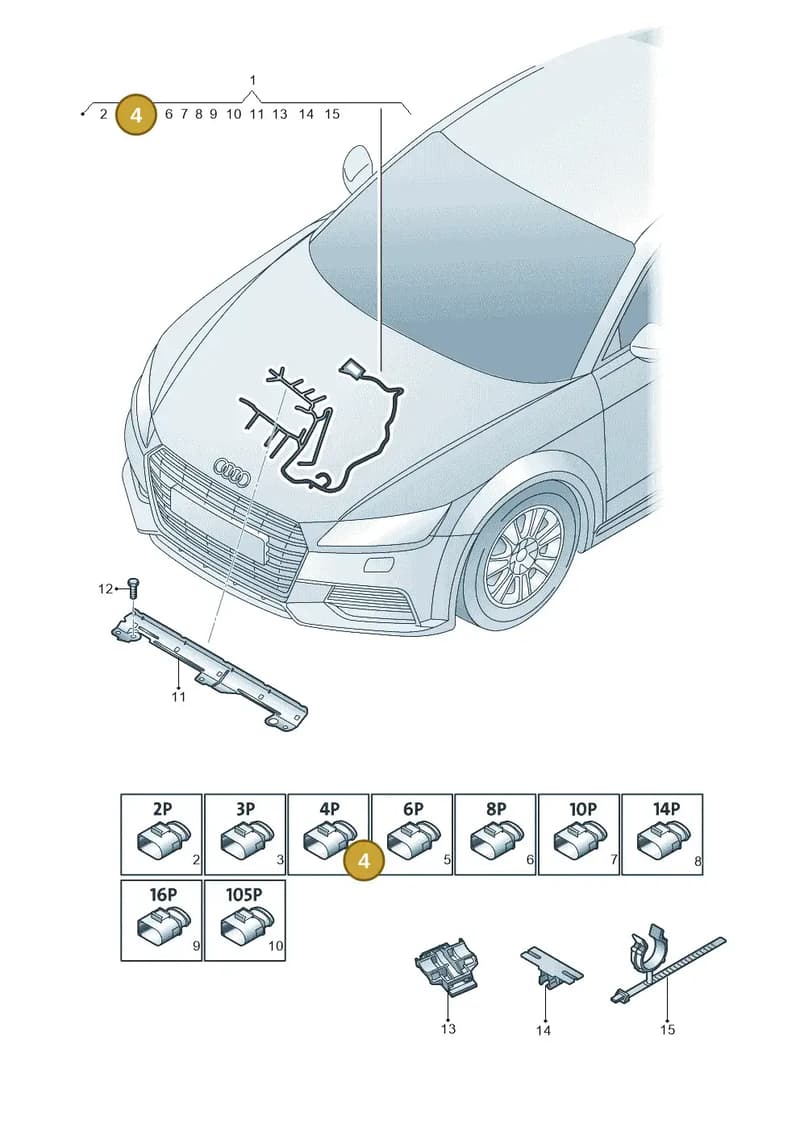 8K0971921H — Audi RS3 Limousine (2017-2020) diagram 898971150, position 4