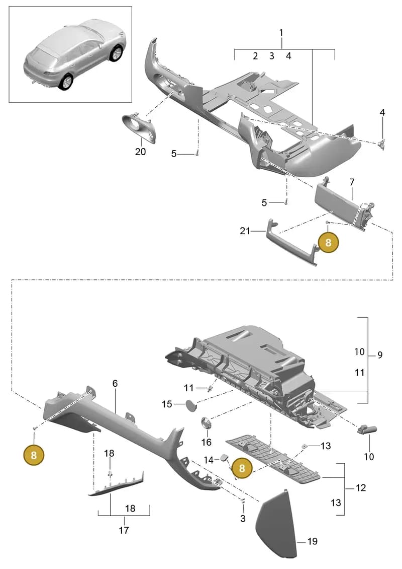 8K2863160A — Porsche Macan (2013-2018) diagram p44809010, position 8