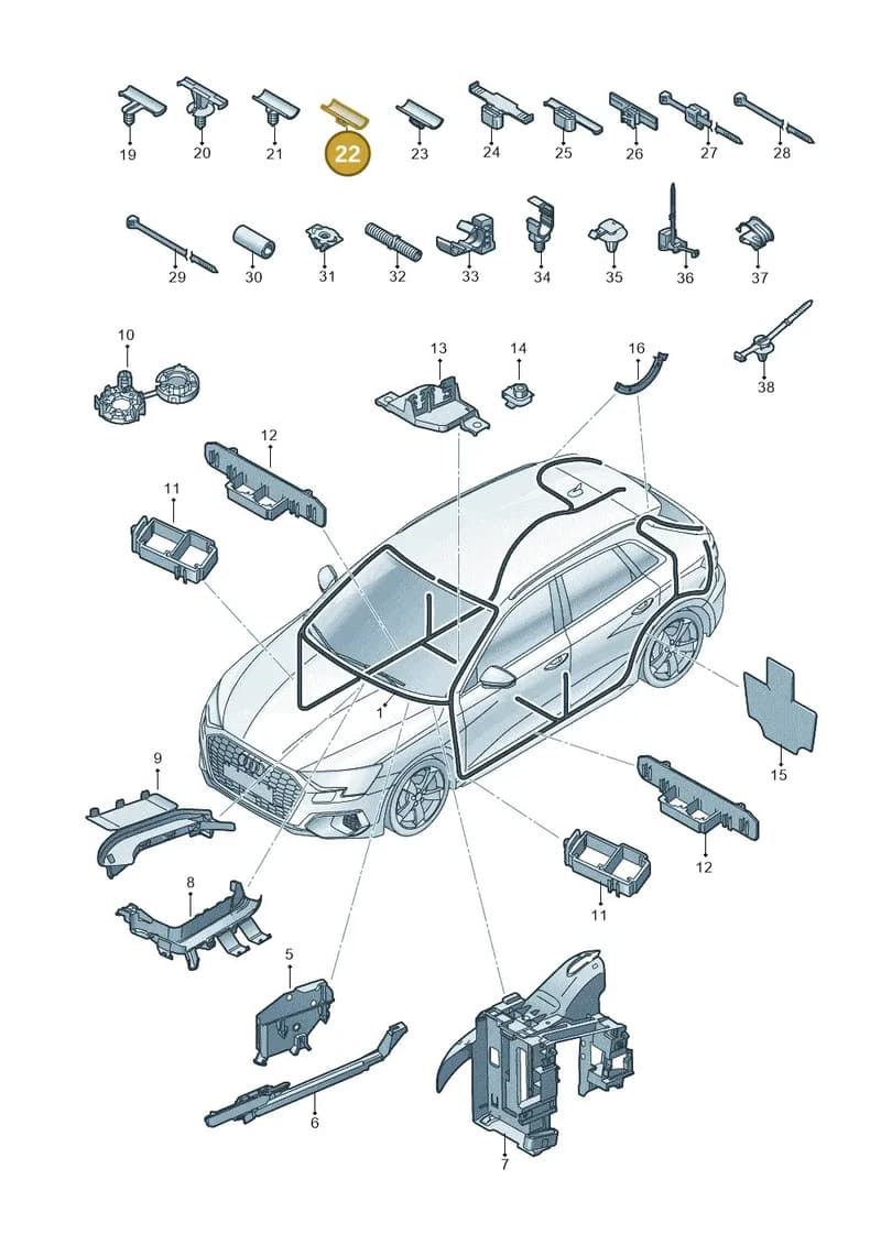 8L0971850D — Audi A3 Sportback (2019-2025) diagram 596971800, position 22