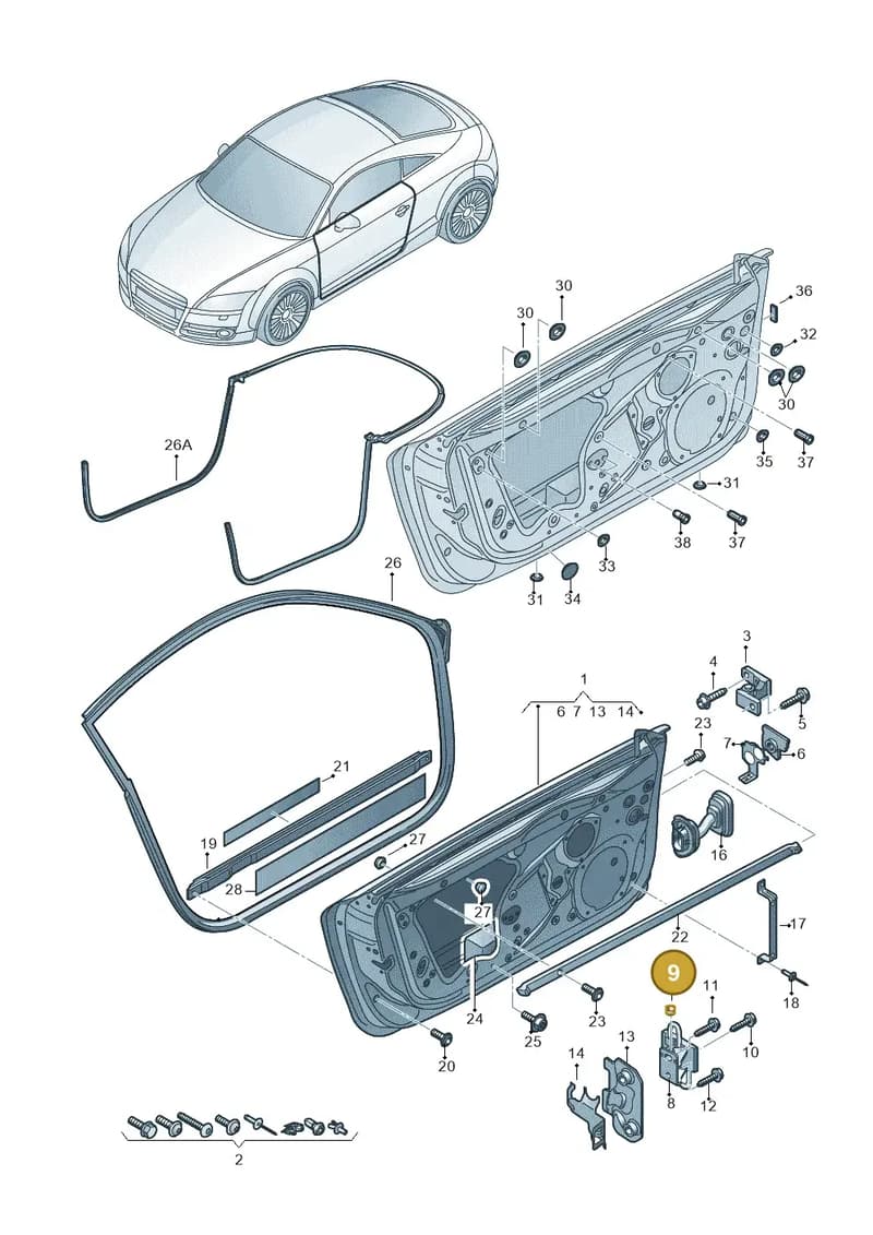 8L3837947 — Audi TTS Coupe 2.0 (2010-2014) diagram 609831100, position 9