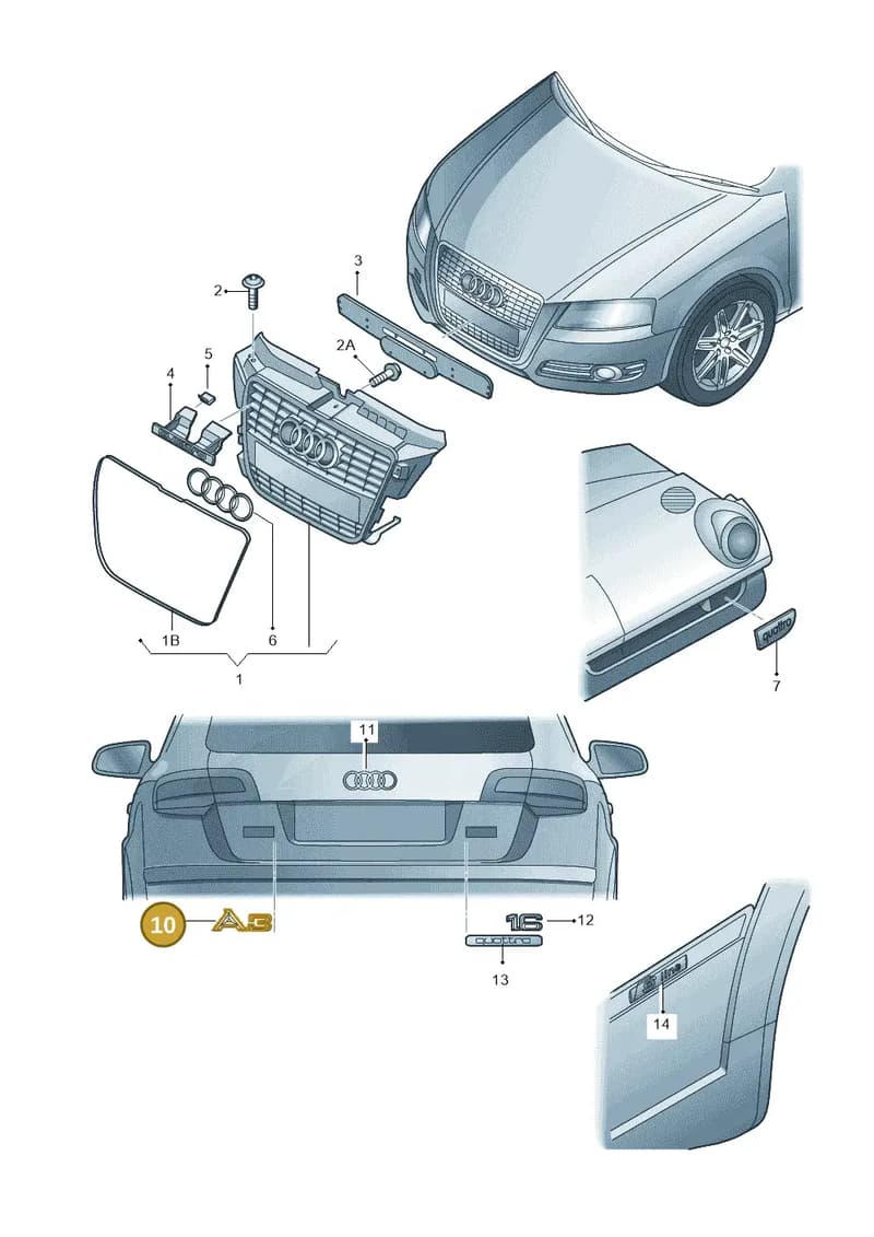 8P08537412ZZ — Audi A3 Sportback (2008-2013) diagram 646853300, position 10